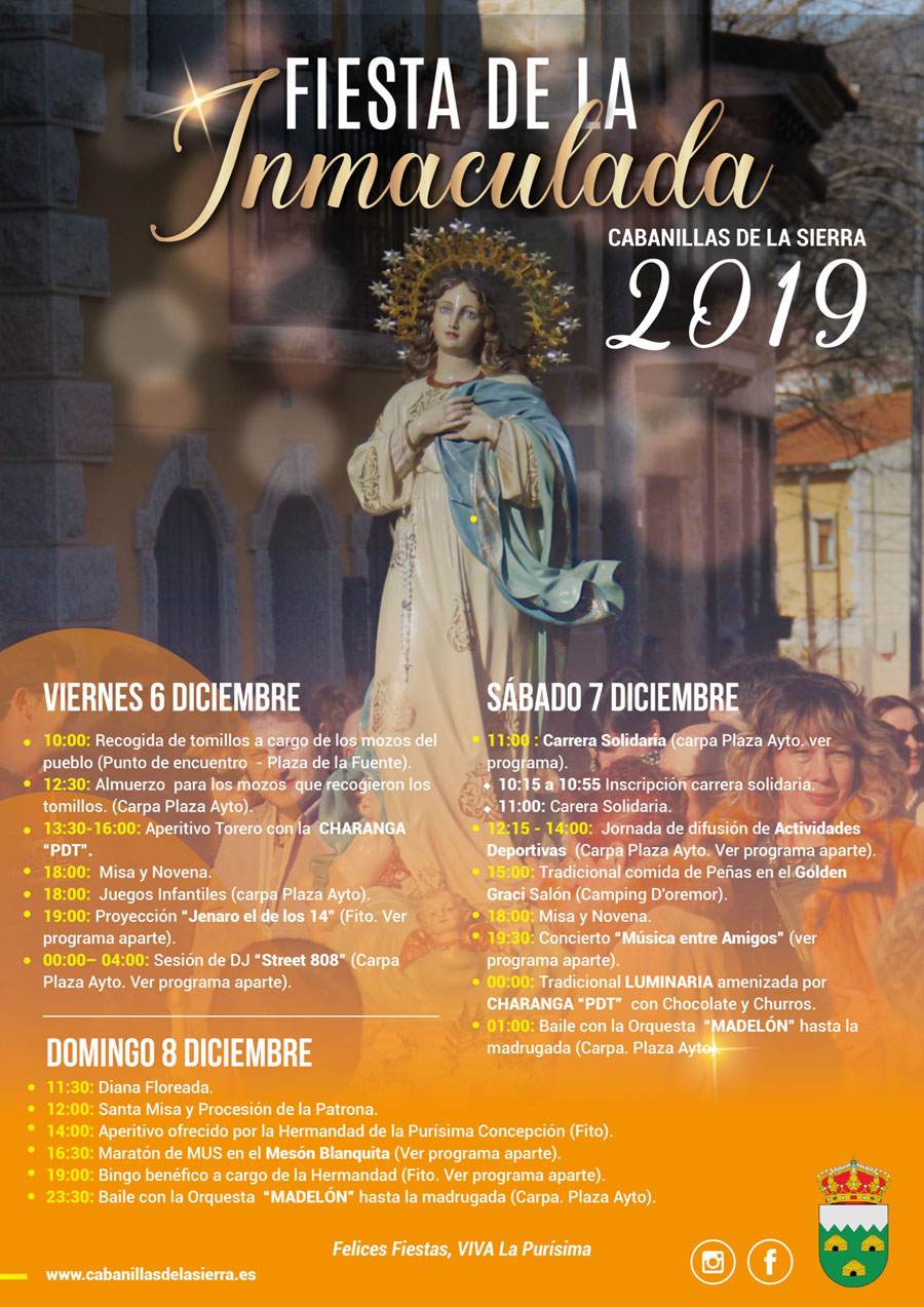Fiestas patronales en honor a la Inmaculada Concepción 2019 Cabanillas de la Sierra